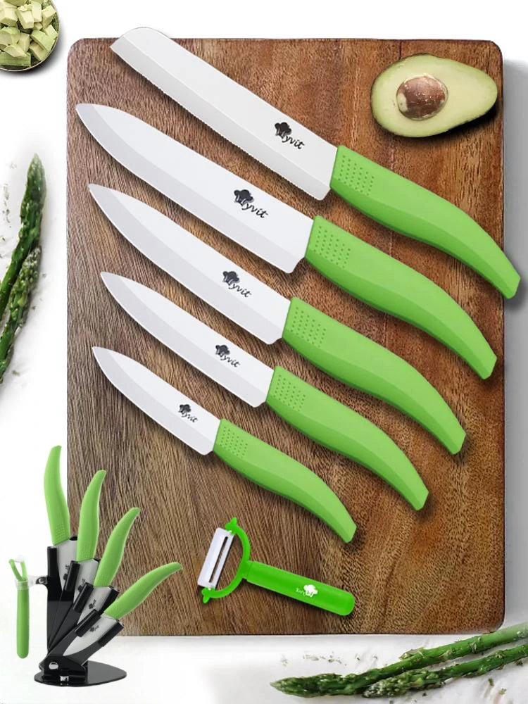 Ceramic Knives with holder fruit utility slicing chef Ceramic knives Kitchen Accessories set Zirconia White Blade with stand